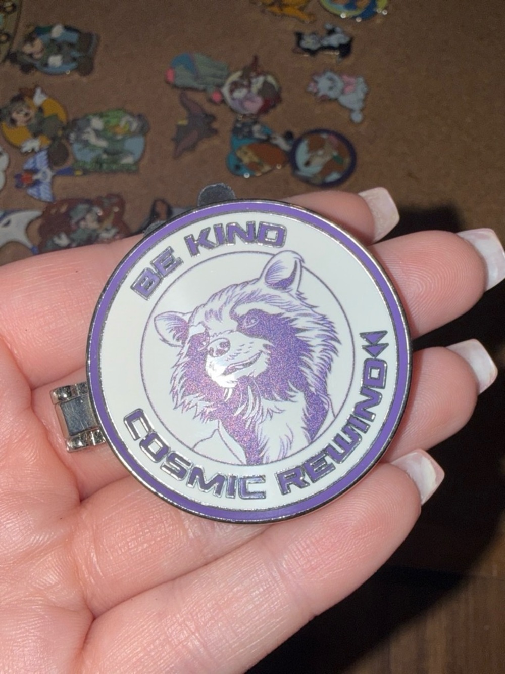 Disney Purple & White Raccoon Enamel Pin - Cosmic Reunion